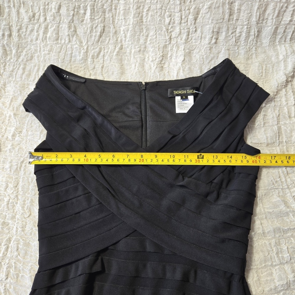 Tadashi Shoji Black Stretch Bandage Cocktail Party Dress Sz S‎ Sheath Gala Comfy - Picture 13 of 14